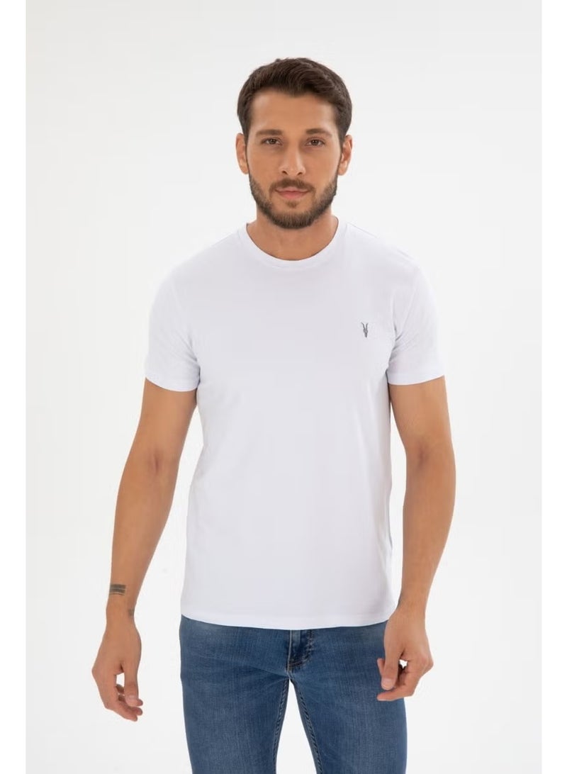 Four Man Crew Neck Standard Pattern Basic Cotton Men's T-Shirt 5 Pieces - Image 2